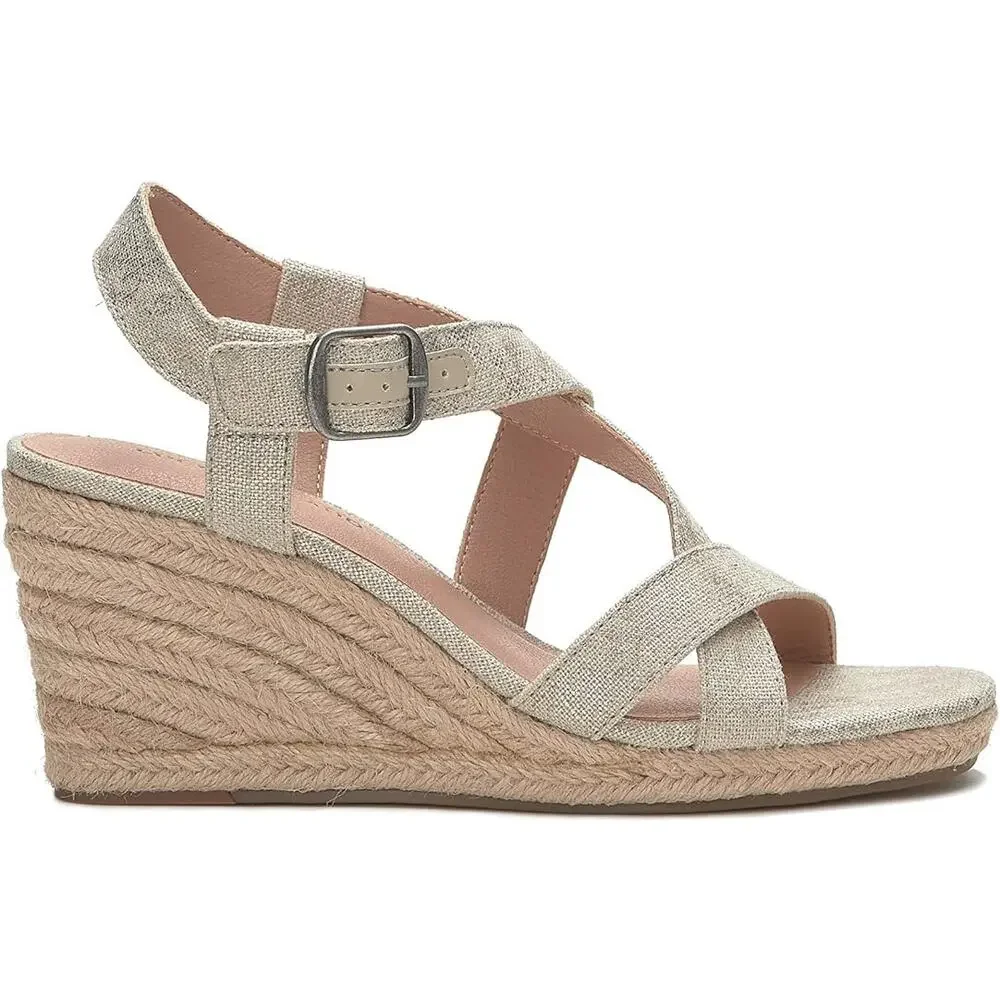 NEW Lucky Brand Mytila Espadrille Sandals Women's Size 10  M Wedge Natural Gold
